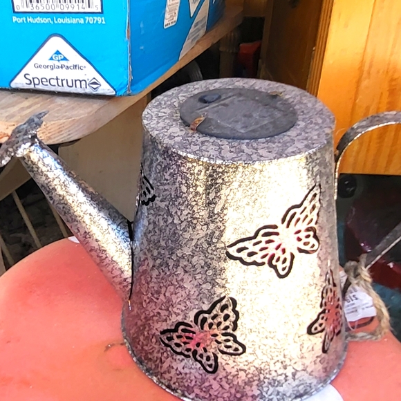 solar powered Accents Solar Metal Watering Can With Butterflies